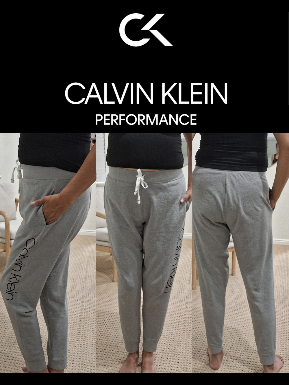 Calvin Klein Light Gray Logo Sweatpant Women Size Medium